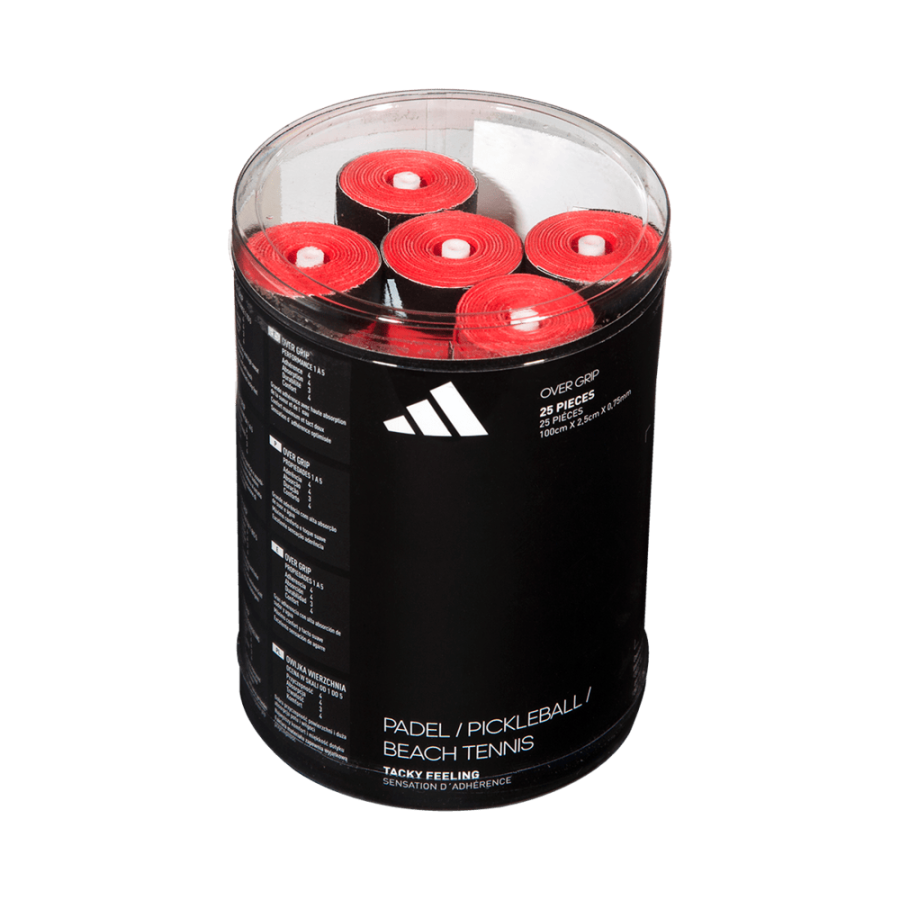 Box Of Padel Overgrip 25 Units White, Black And Red -adidas padel